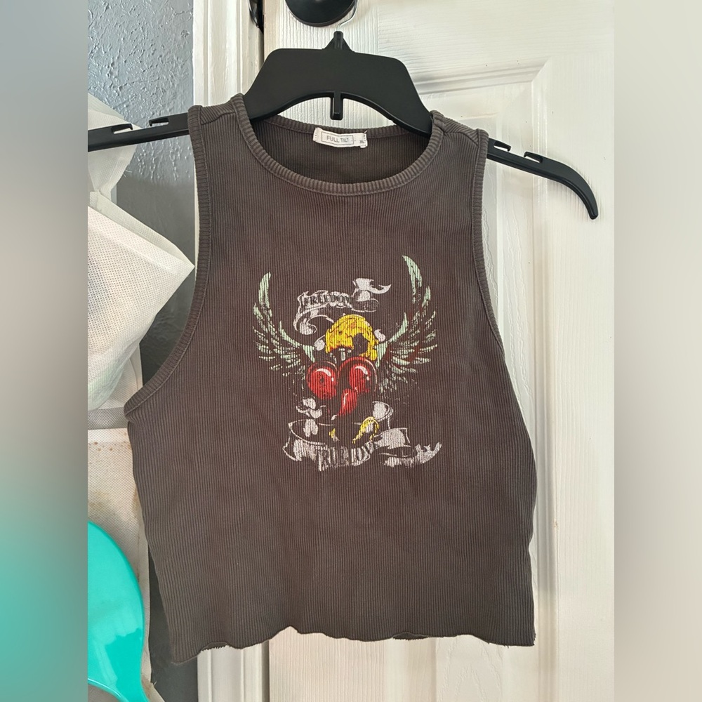 Brown Graphic Crop Top